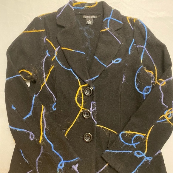 Luciano Dante Jacket Womens Size M Black with Yarn detail 100% Wool Coat black - Picture 2 of 10